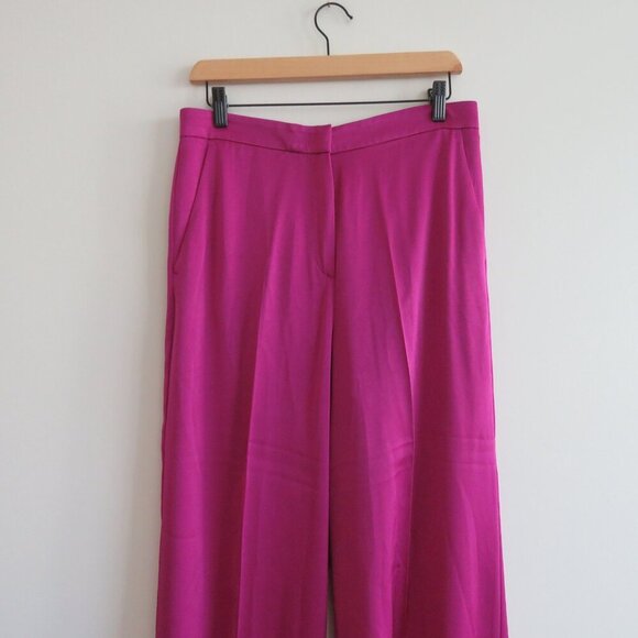 MARELLA Scorza High Rise Wide Leg Satin Pants in Purple Luxury - Size US 10 - Picture 3 of 11